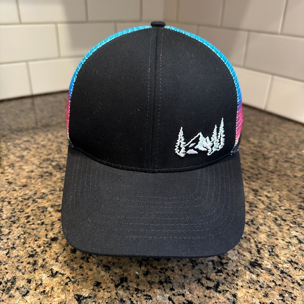 Grace Folly Trucker Hat Snapback Black Blue Pink Mountain Sunset